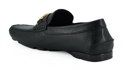 Versace Elegant Svarta Herrloafers i Kalvskinn