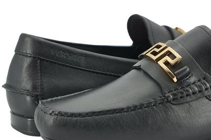 Versace Elegant Svarta Herrloafers i Kalvskinn