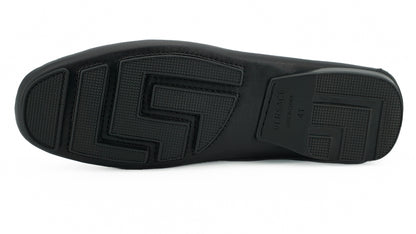 Versace Elegant Svarta Herrloafers i Kalvskinn