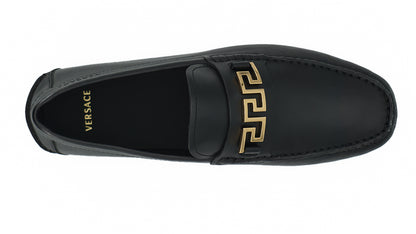 Versace Elegant Svarta Herrloafers i Kalvskinn