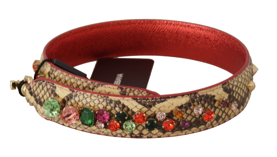 Dolce &amp;amp; Gabbana Beige Exotiska Läderkristaller Axelrem