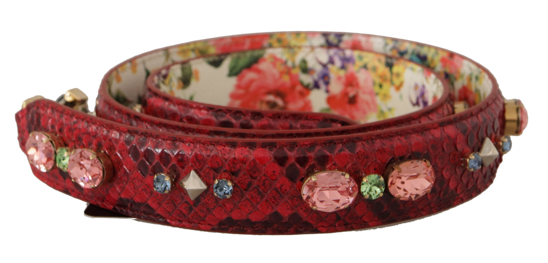 Dolce &amp;amp; Gabbana Röd Exotisk Läderkristall Vändbar Axelrem