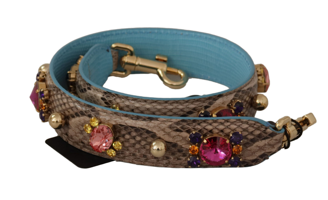 Dolce &amp;amp; Gabbana Brunt Exotiskt Läder Kristaller Axelrem