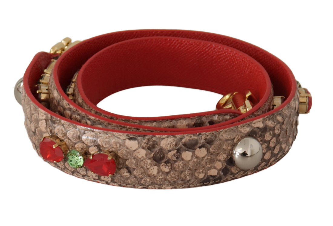 Dolce &amp;amp; Gabbana Brun Python Läder Kristaller Axelrem