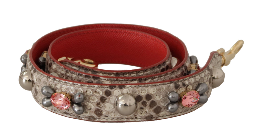 Dolce &amp;amp; Gabbana Beige Exotisk Läder Axelrem med Nitar