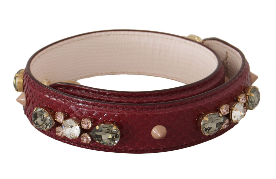 Dolce &amp;amp; Gabbana Bordeaux Läderväska med Kristaller Axelrem