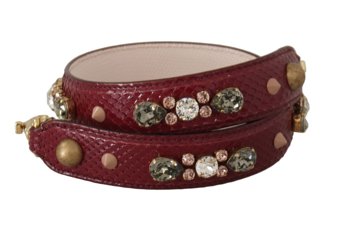 Dolce &amp;amp; Gabbana Bordeaux Läderväska med Kristaller Axelrem