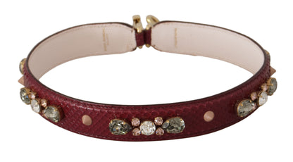Dolce &amp;amp; Gabbana Bordeaux Läderväska med Kristaller Axelrem