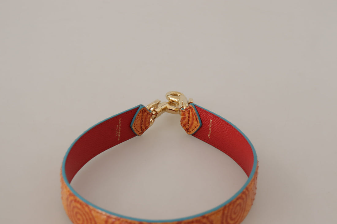 Dolce &amp;amp; Gabbana Orange Läderväska med Virvelmönster Axelrem