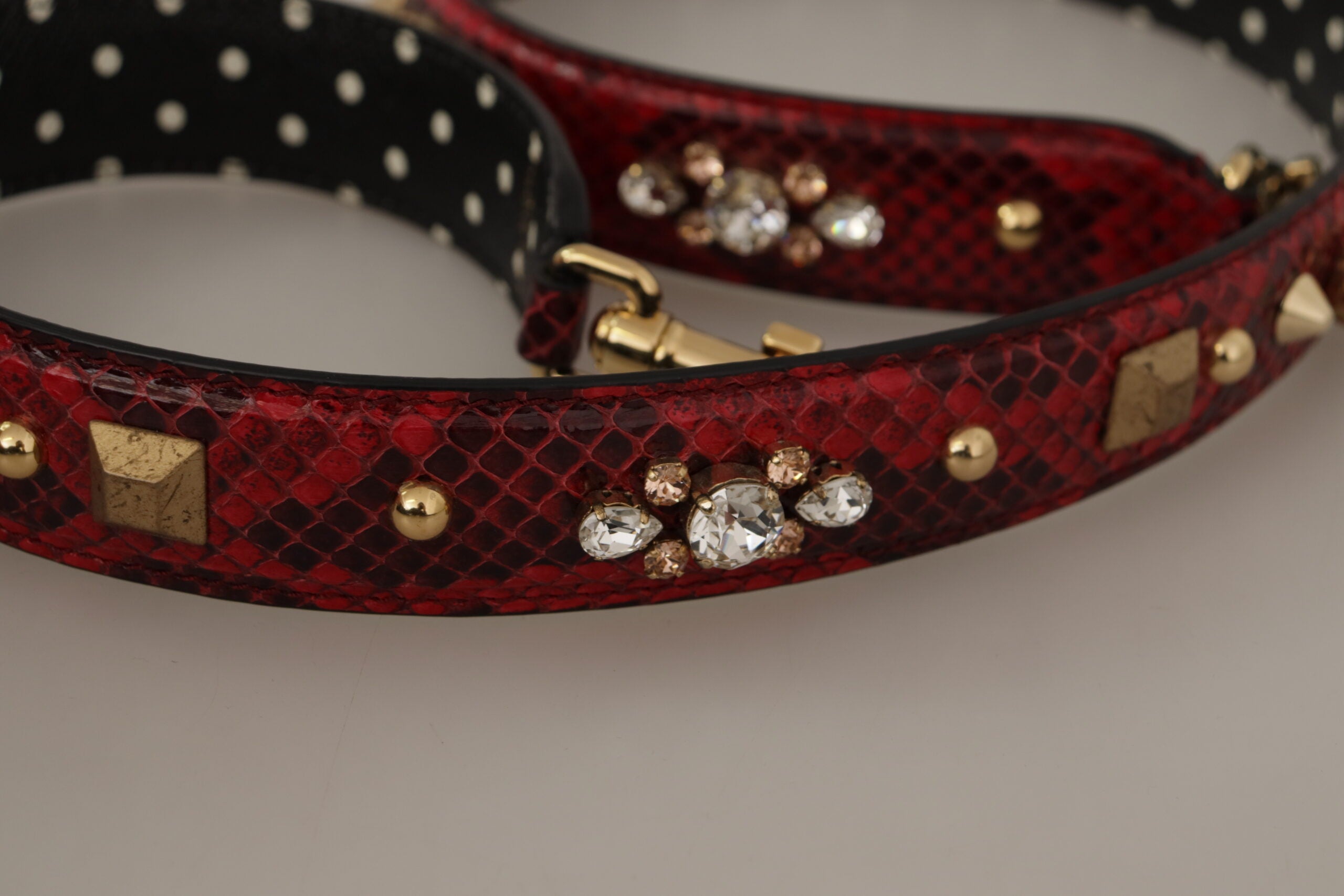 Dolce &amp;amp; Gabbana Röd Pyton Läderkristall Vändbar Axelrem