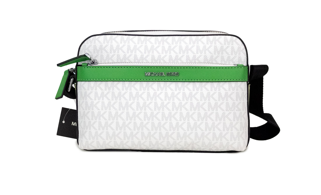 Michael Kors Cooper Liten Vit Palm Signature PVC Utility Axelväska