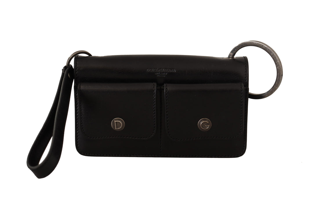Dolce &amp;amp; Gabbana Svart Läderarmband Miniväska Kort Plånbok