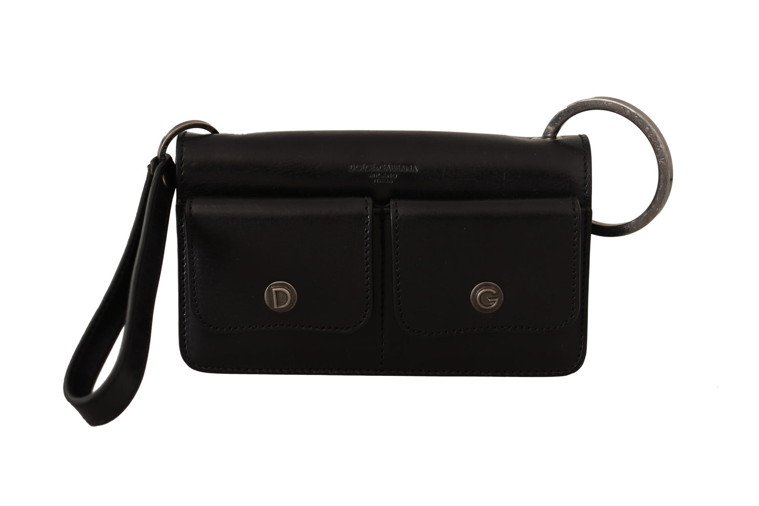 Dolce &amp;amp; Gabbana Svart Läderarmband Miniväska Kort Plånbok