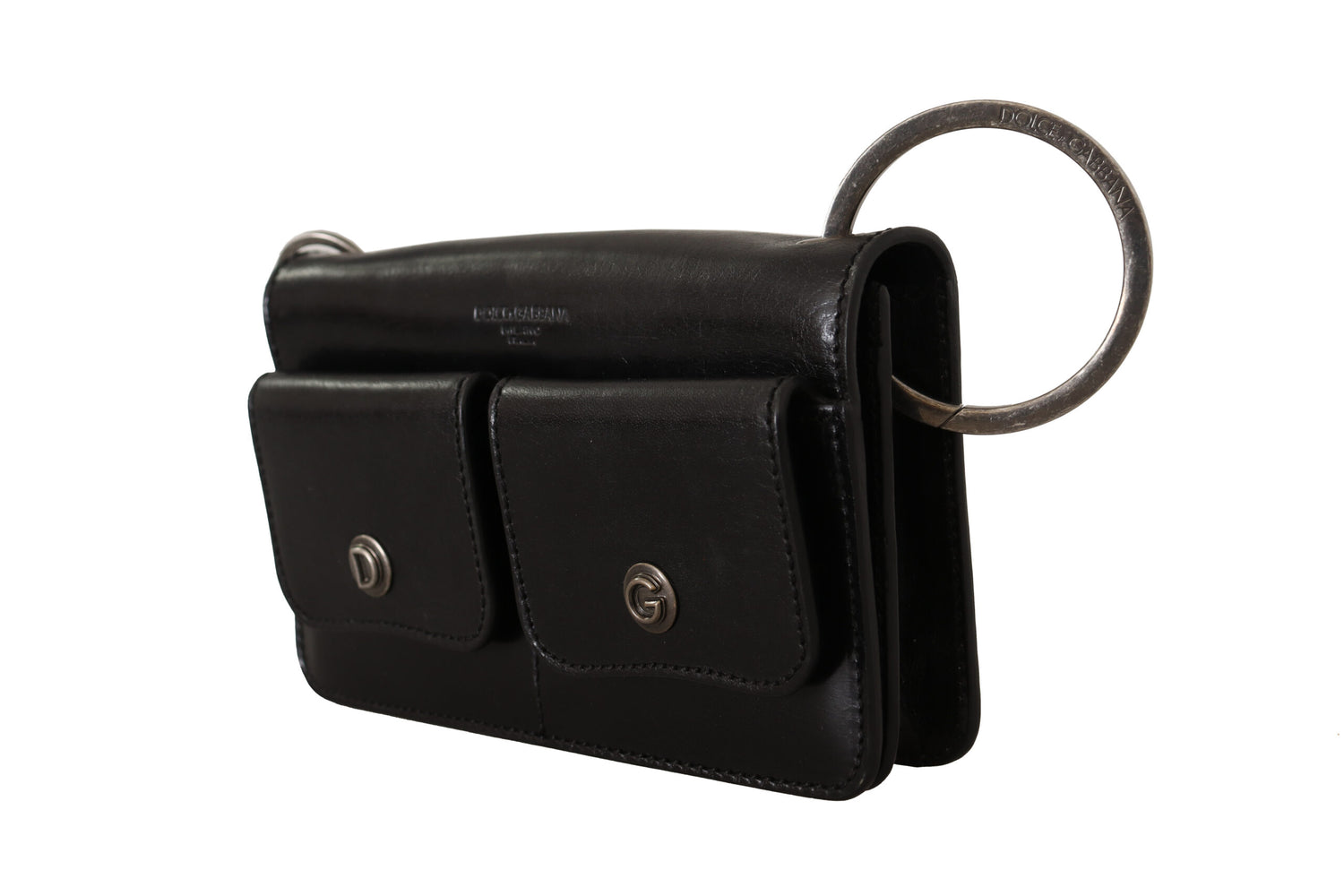 Dolce &amp;amp; Gabbana Svart Läderarmband Miniväska Kort Plånbok