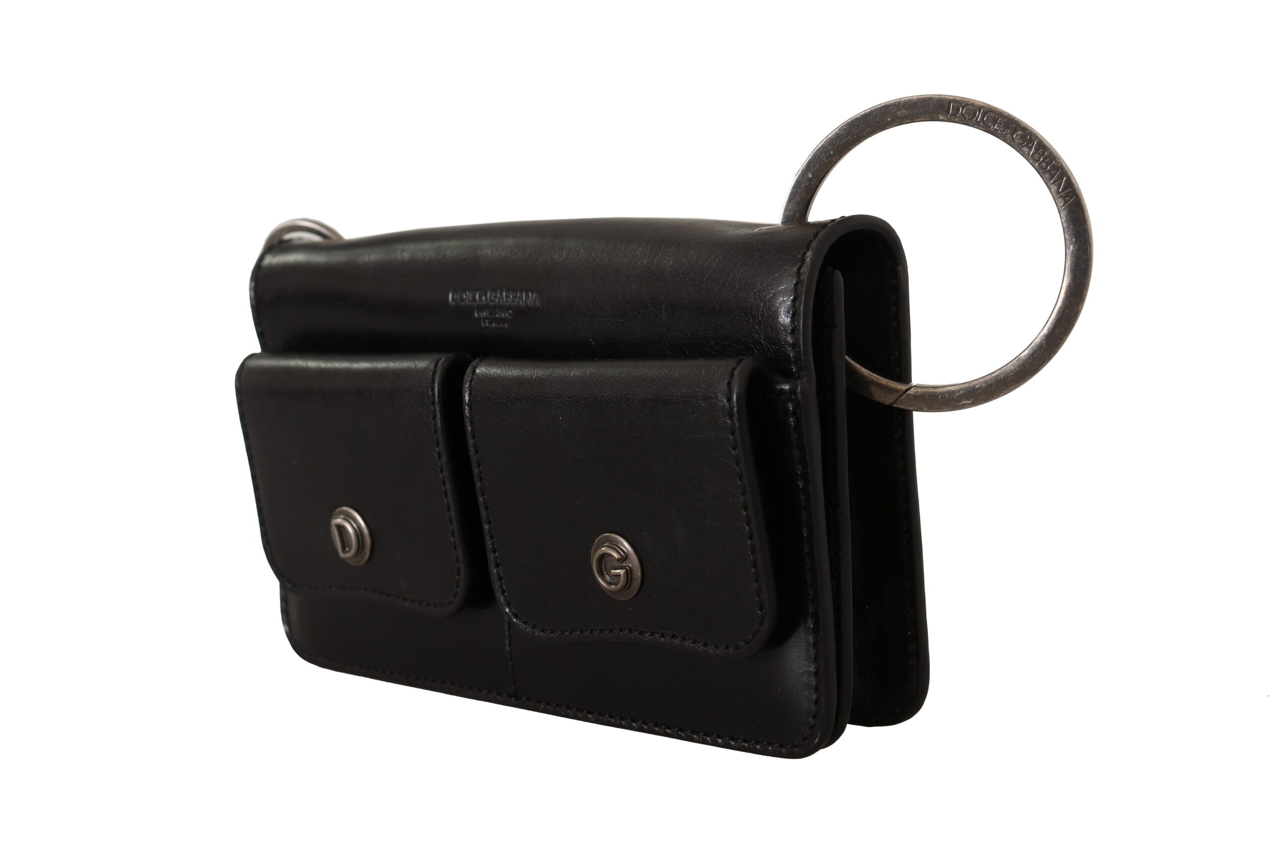 Dolce &amp;amp; Gabbana Svart Läderarmband Miniväska Kort Plånbok
