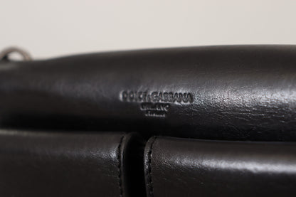 Dolce &amp;amp; Gabbana Svart Läderarmband Miniväska Kort Plånbok
