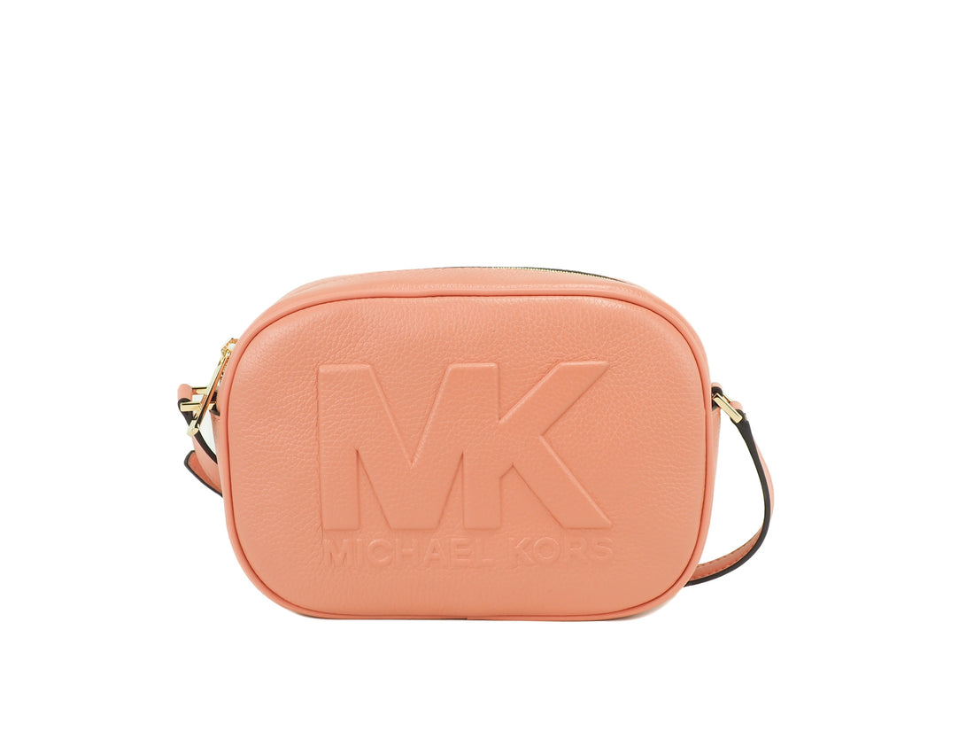 Michael Kors Jet Set Travel Medium Sherbert Läder Oval Kamera Axelremsväska
