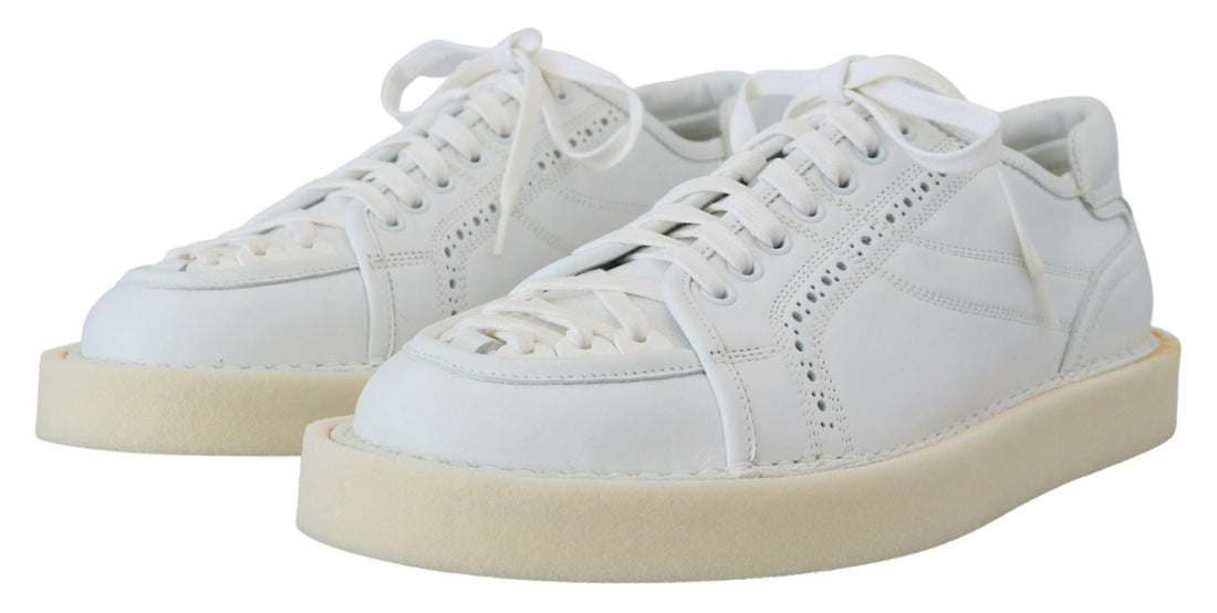 Dolce &amp;amp; Gabbana Vita Läder Låga Oxford Sneakers Casual Skor