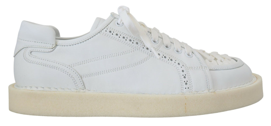 Dolce &amp;amp; Gabbana Vita Läder Låga Oxford Sneakers Casual Skor