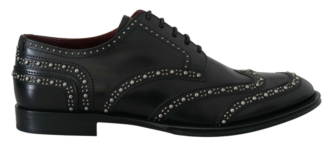 Dolce &amp;amp; Gabbana Svarta Läder Derbyklänningar med Nitar