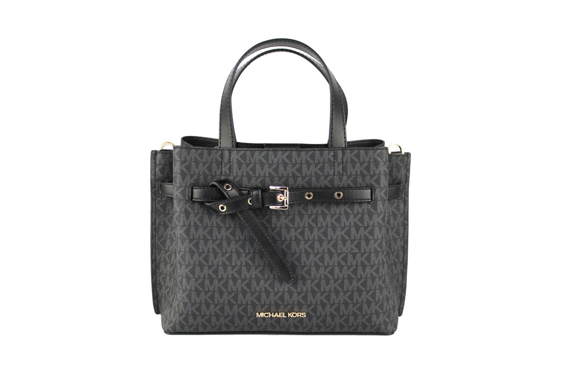 Michael Kors Emilia Liten Svart Signature PVC Axelväska Axelväska