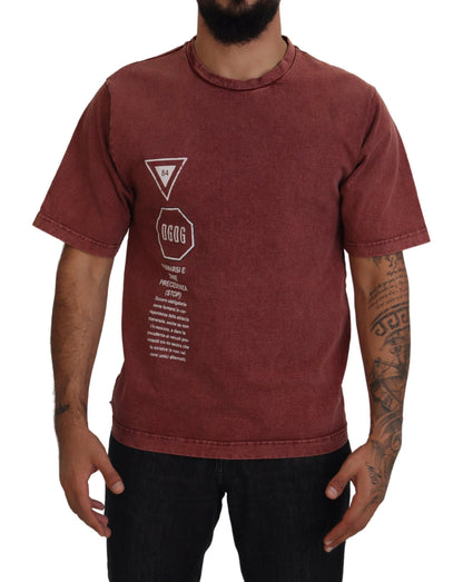 Dolce &amp;amp; Gabbana Rödbrunt Mönstrat Rund Halsad T-shirt Med Korta Ärmar