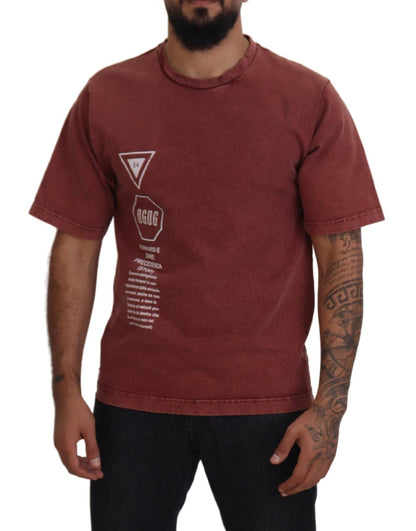 Dolce &amp;amp; Gabbana Rödbrunt Mönstrat Rund Halsad T-shirt Med Korta Ärmar