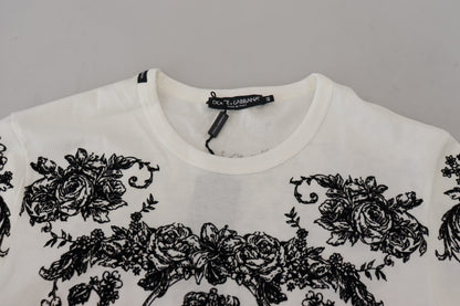 Dolce &amp;amp; Gabbana Vit DG Crown Floral Crewneck Herr T-shirt