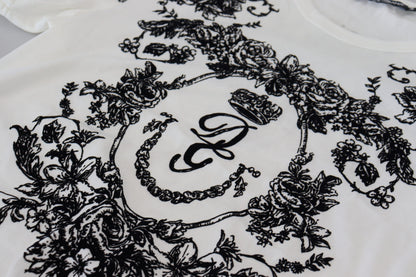 Dolce &amp;amp; Gabbana Vit DG Crown Floral Crewneck Herr T-shirt