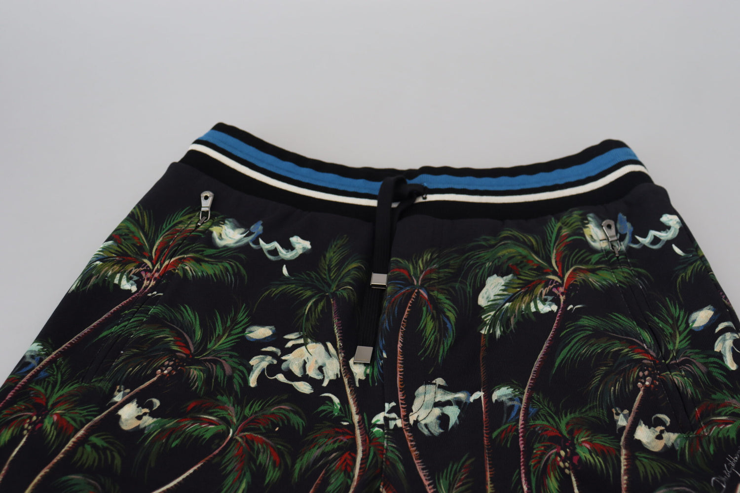 Dolce &amp;amp; Gabbana svarta bomullsshorts med vulkantryck