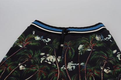 Dolce &amp;amp; Gabbana svarta bomullsshorts med vulkantryck