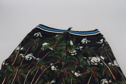 Dolce &amp;amp; Gabbana svarta bomullsshorts med vulkantryck