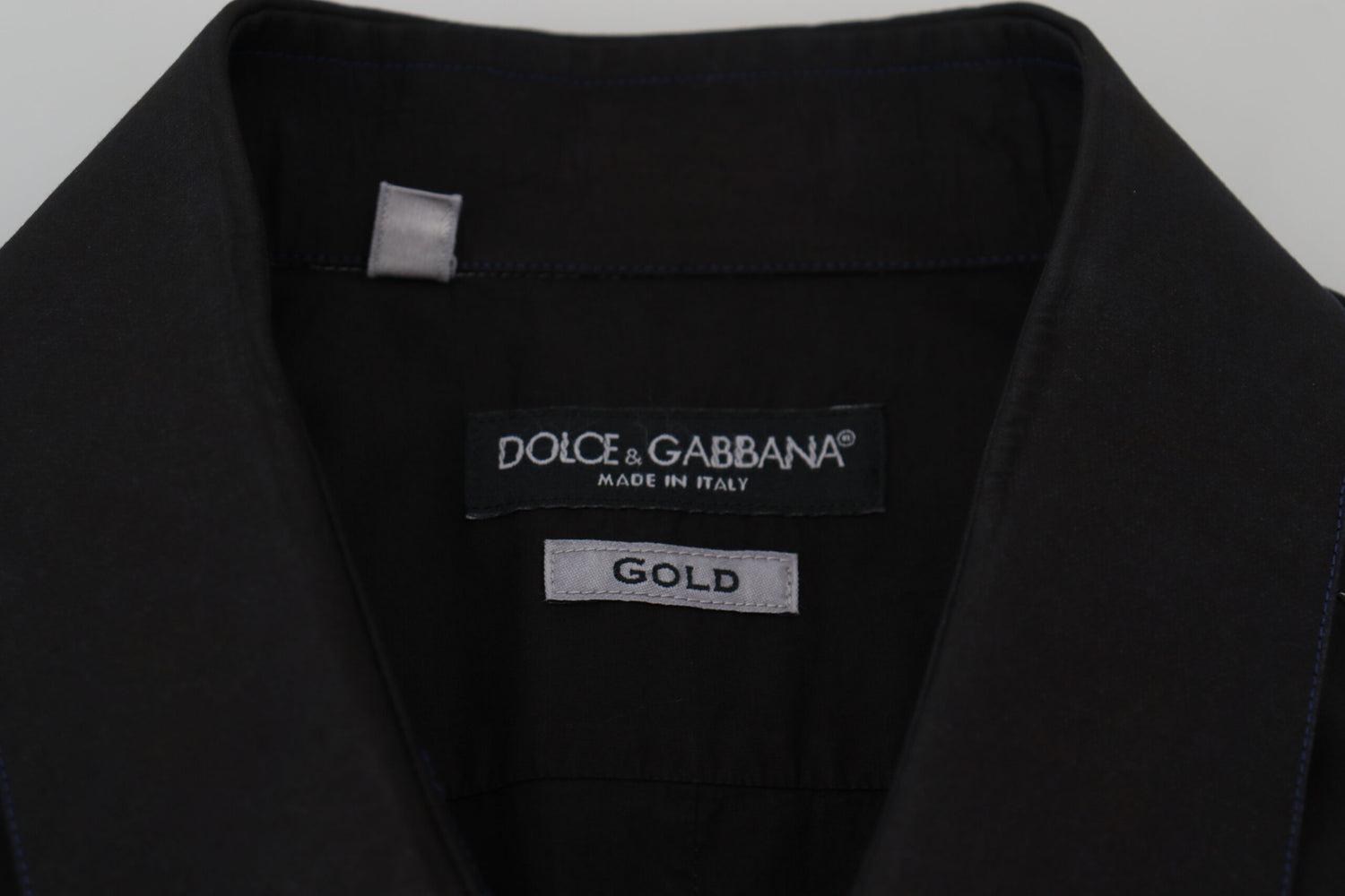 Dolce &amp;amp; Gabbana Svart Bomullskrage Långärmad GULDIG Skjorta