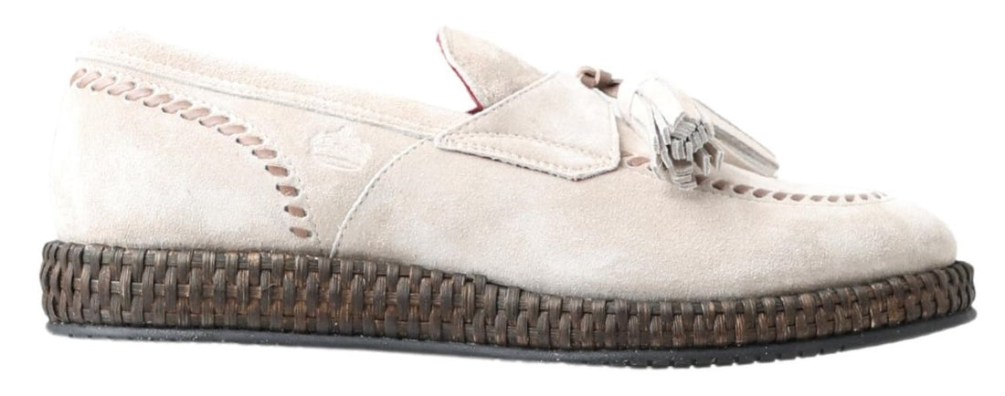 Dolce &amp;amp; Gabbana Elfenbensvita Mocka Läder Herr Espadrill Skor