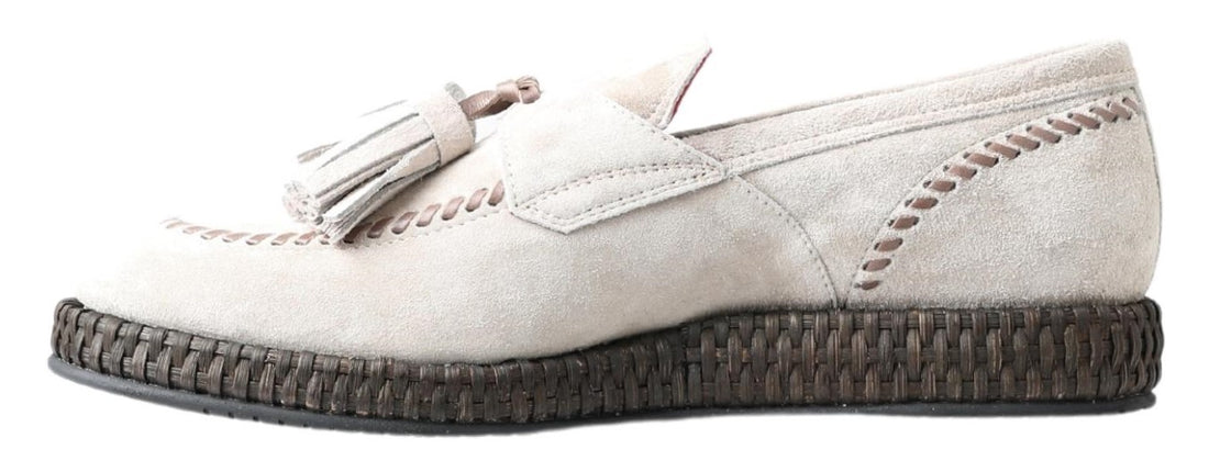 Dolce &amp;amp; Gabbana Elfenbensvita Mocka Läder Herr Espadrill Skor