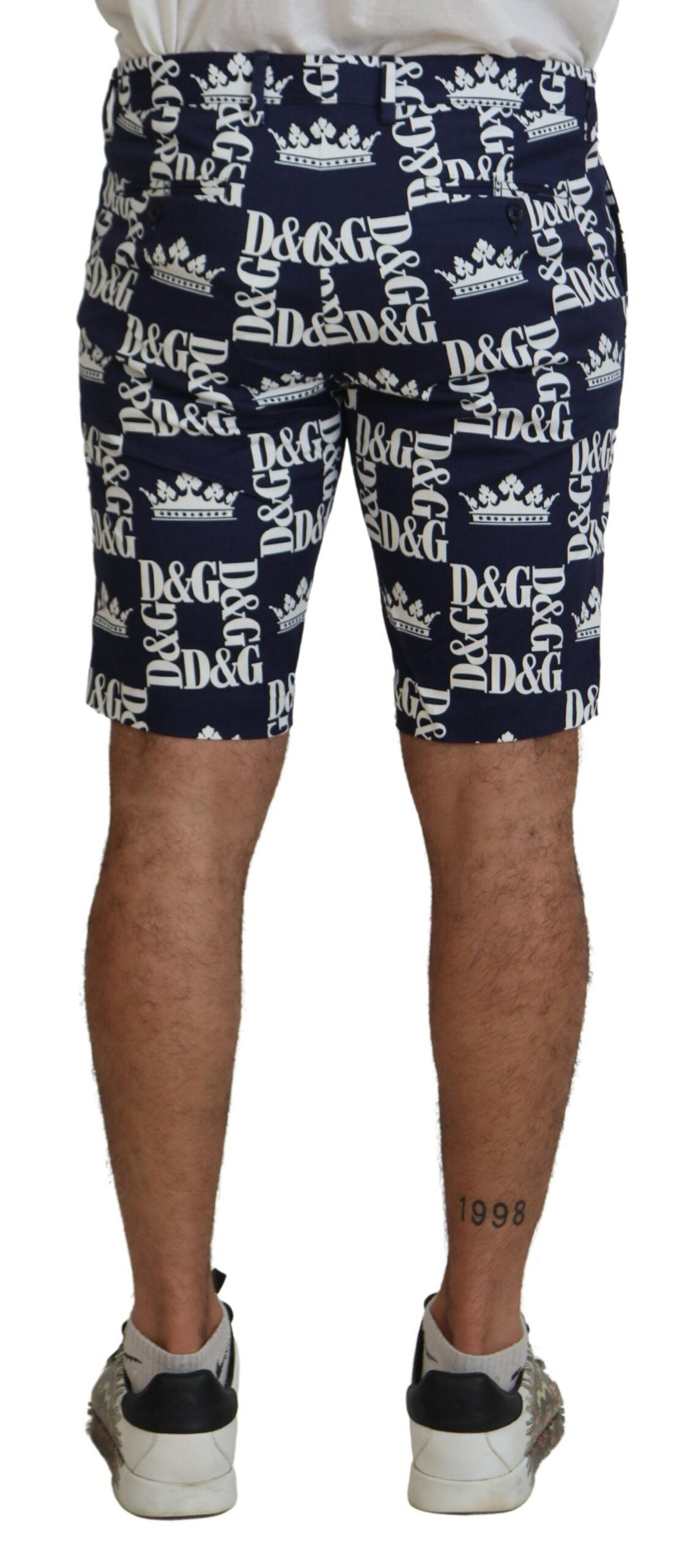 Dolce &amp;amp; Gabbana Blå Logotyptryckta Bomullschinoshorts