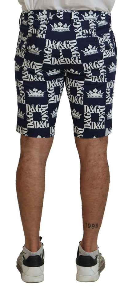 Dolce &amp;amp; Gabbana Blå Logotyptryckta Bomullschinoshorts
