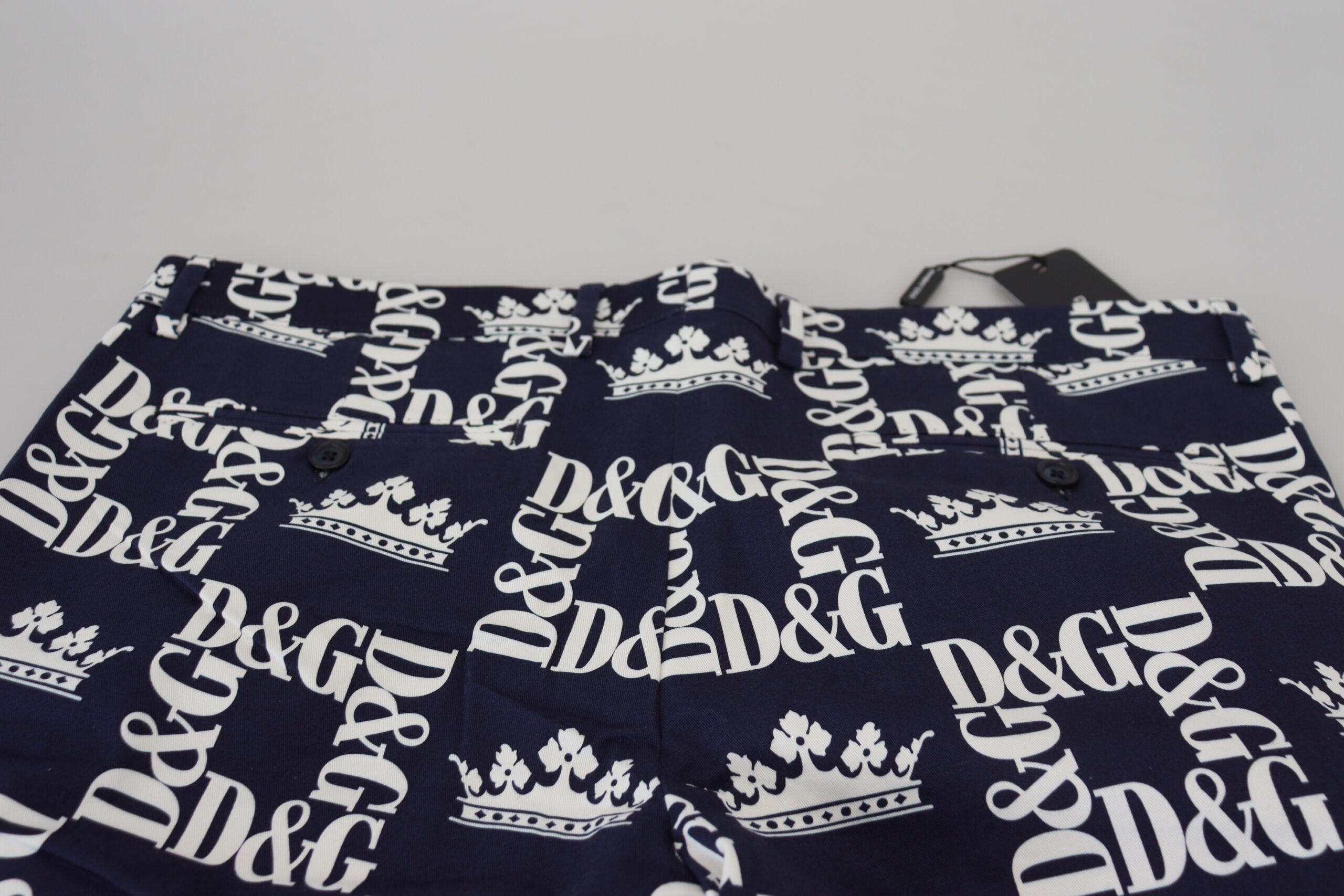 Dolce &amp;amp; Gabbana Blå Logotyptryckta Bomullschinoshorts