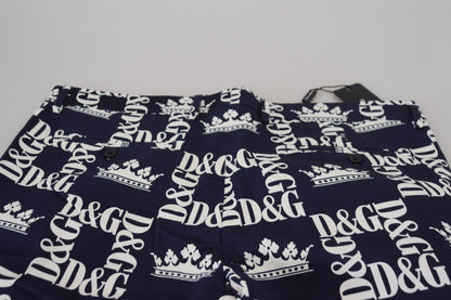 Dolce &amp;amp; Gabbana Blå Logotyptryckta Bomullschinoshorts