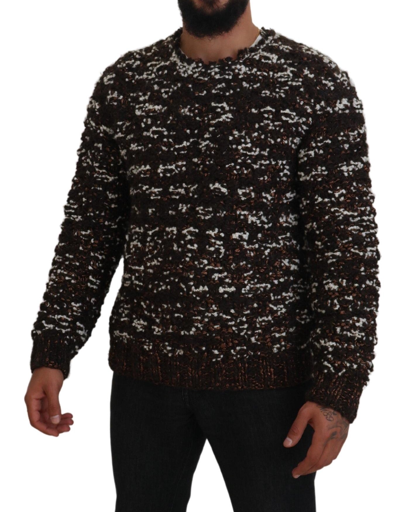 Dolce &amp;amp; Gabbana Brun stickad ull Fatto A Mano tröja