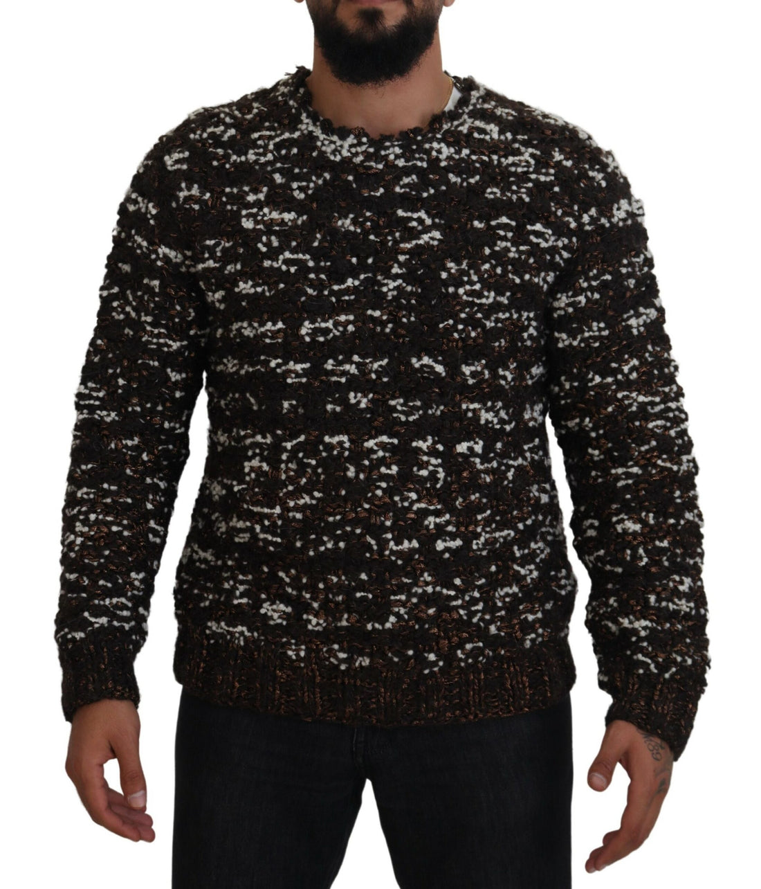 Dolce &amp;amp; Gabbana Brun stickad ull Fatto A Mano tröja