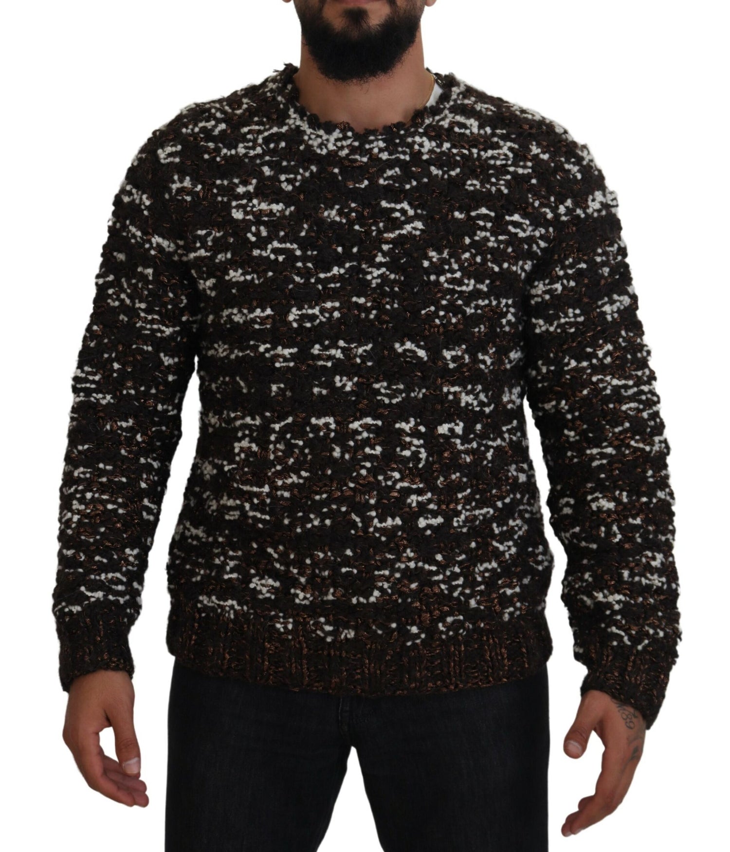 Dolce &amp;amp; Gabbana Brun stickad ull Fatto A Mano tröja