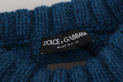 Dolce &amp;amp; Gabbana Blå Stickad Ull Alpacka Tröja