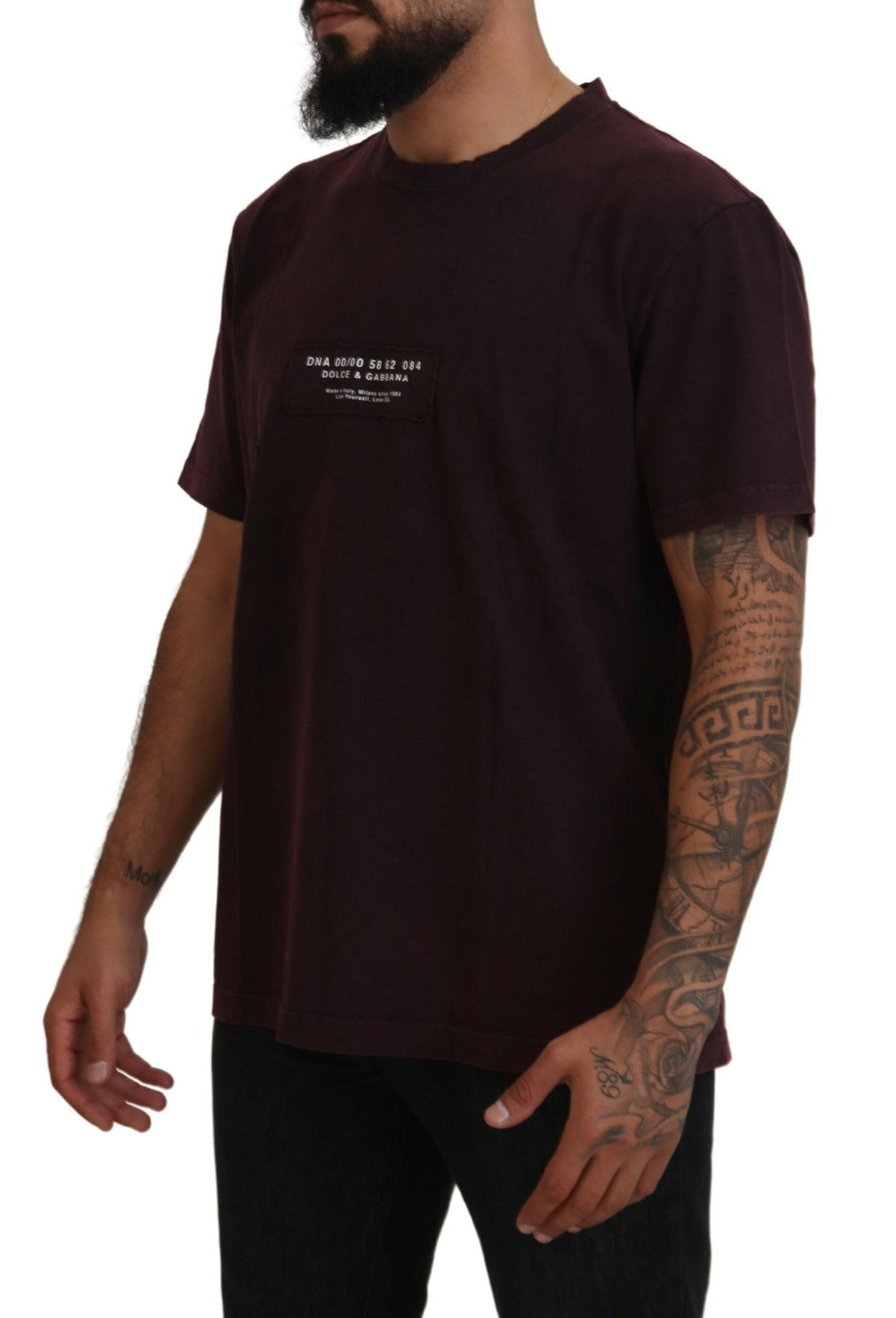Dolce &amp;amp; Gabbana Bordeaux rundhalsad t-shirt med kort ärm
