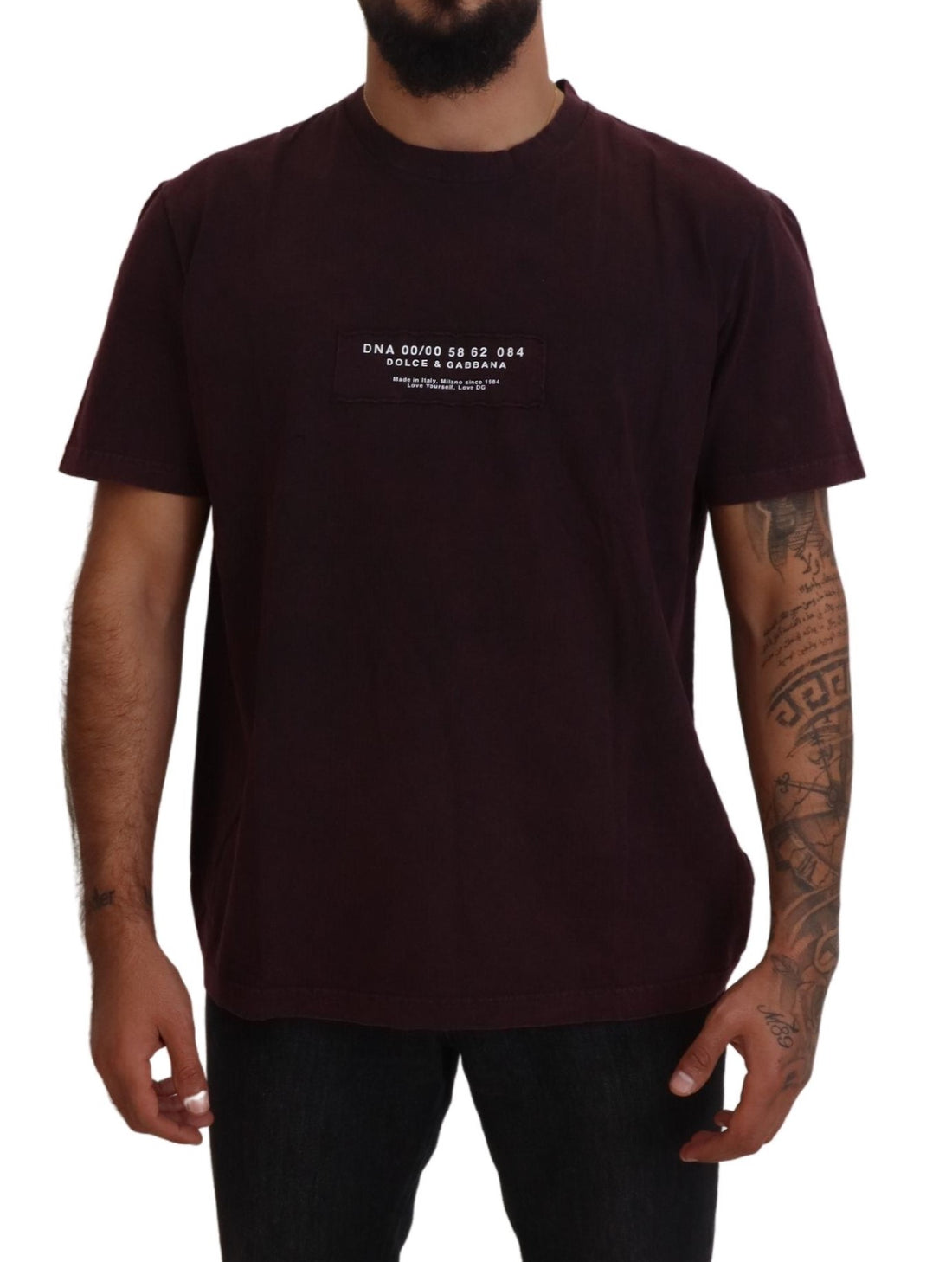 Dolce &amp;amp; Gabbana Bordeaux rundhalsad t-shirt med kort ärm