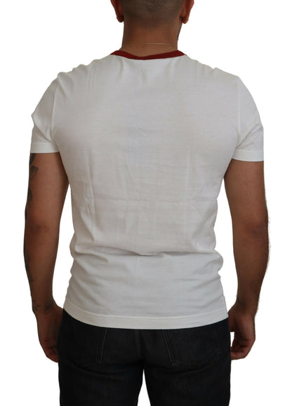 Dolce &amp;amp; Gabbana Vit T-shirt med Logotyptryck och Rund Halsringning i Bomull