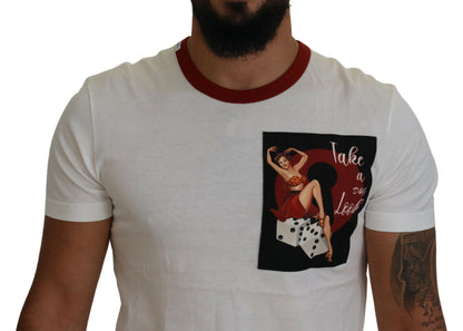 Dolce &amp;amp; Gabbana Vit T-shirt med Logotyptryck och Rund Halsringning i Bomull