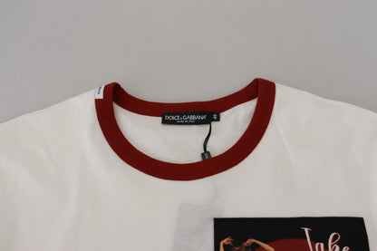 Dolce &amp;amp; Gabbana Vit T-shirt med Logotyptryck och Rund Halsringning i Bomull