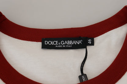Dolce &amp;amp; Gabbana Vit T-shirt med Logotyptryck och Rund Halsringning i Bomull