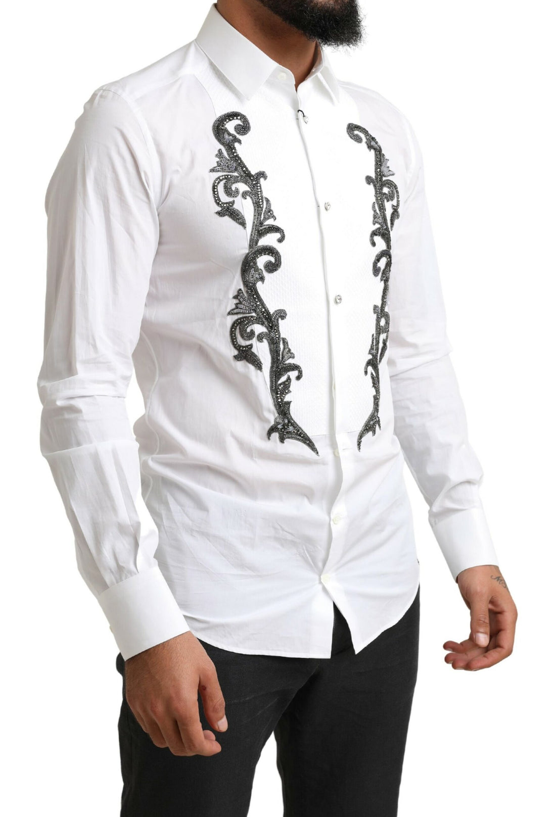 Dolce &amp;amp; Gabbana Vit Smokingskjorta med Slim Fit Barock